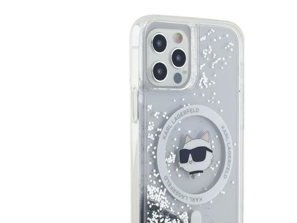 Karl Lagerfeld Liquid Glitter Choupette Head MagSafe-skal till iPhone 12 / 12 Pro - transparent