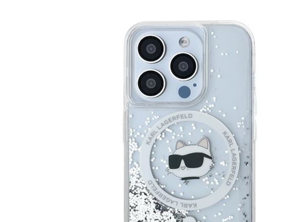 Karl Lagerfeld Nestemäinen Glitter Choupette Head MagSafe tapauksessa iPhone 13 Pro / 13 - kirkas