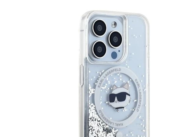 Karl Lagerfeld Nestemäinen Glitter Choupette Head MagSafe tapauksessa iPhone 13 Pro / 13 - kirkas