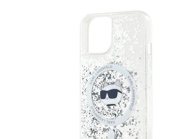 Karl Lagerfeld Liquid Glitter Choupette Head MagSafe-etui for iPhone 13 - gjennomsiktig