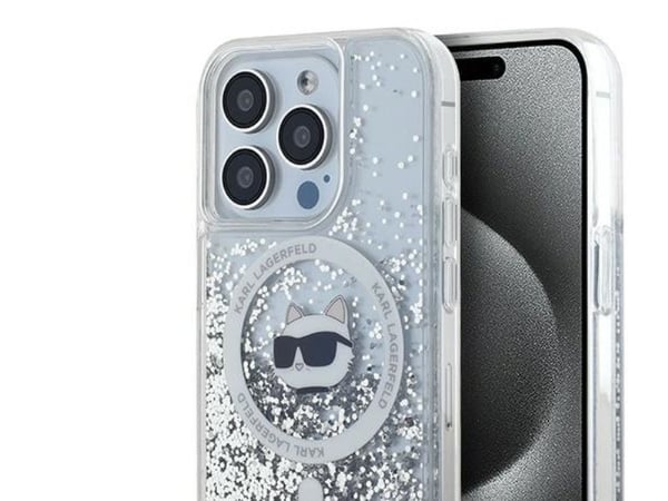 Karl Lagerfeld Liquid Glitter Choupette Head MagSafe-skal för iPhone 14 Pro - transparent