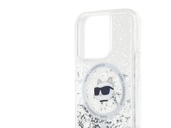 Karl Lagerfeld Liquid Glitter Choupette Head MagSafe-etui for iPhone 14 Pro Max - gjennomsiktig