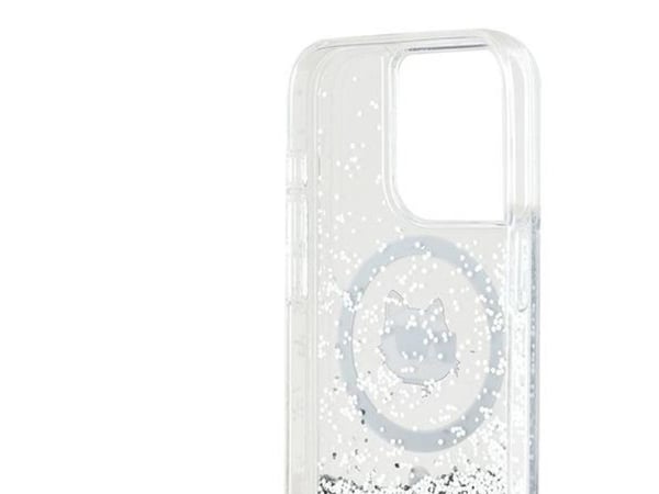 Karl Lagerfeld Liquid Glitter Choupette Head MagSafe-etui for iPhone 14 Pro Max - gjennomsiktig