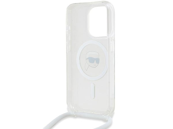 Karl Lagerfeld crossbody IML Karl Head MagSafe-fodral för iPhone 15 Pro Max - transparent
