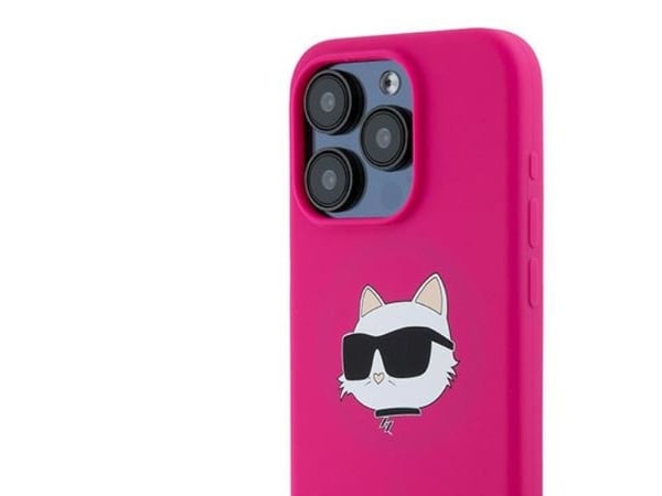 Karl Lagerfeld Karl Lagerfeld Karl Lagerfeld KLHMP15XSCHPPLF iPhone 15 Pro Max 6.7" różowy/fuschia kovakotelo Silikoni Choupette Head MagSafe