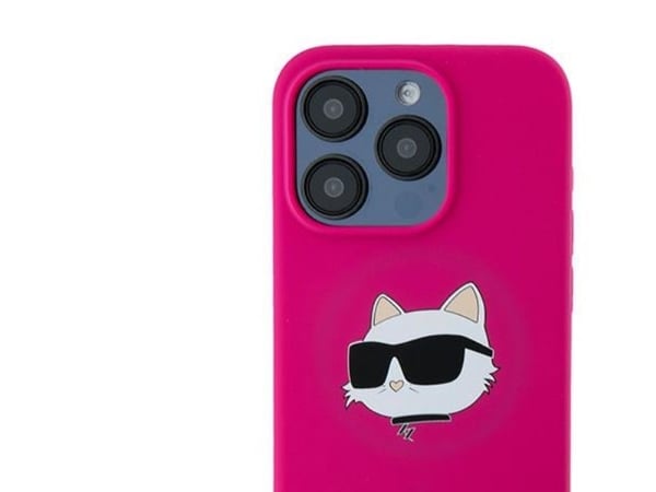 Karl Lagerfeld Karl Lagerfeld Karl Lagerfeld KLHMP15XSCHPPLF iPhone 15 Pro Max 6.7" różowy/fuschia kovakotelo Silikoni Choupette Head MagSafe