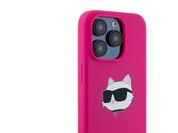 Karl Lagerfeld Karl Lagerfeld Karl Lagerfeld KLHMP15XSCHPPLF iPhone 15 Pro Max 6.7" różowy/fuschia kovakotelo Silikoni Choupette Head MagSafe