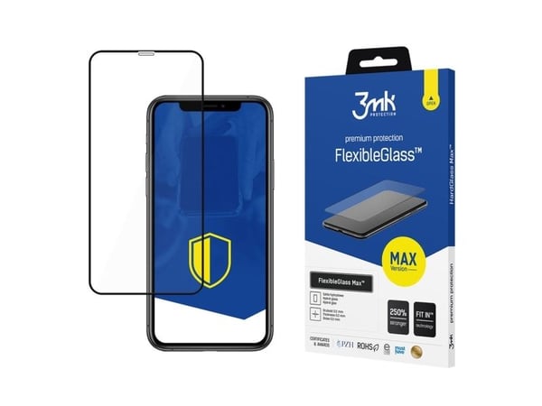 3MK FlexibleGlass Max iPhone Xs Max svart/svart, Hybrid Glass med forsterkede kanter