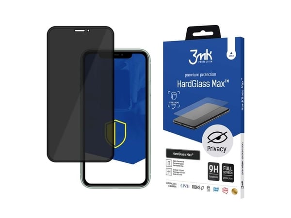 3MK HARDGLASSMAX PERSONVERN IPHONE XS MAX BLACK Skjerm-/ryggbeskytter for smarttelefoner Klar skjermbeskytter Apple 1 stk (5903108040105)