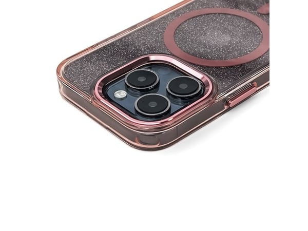 Hurtel MagSafe-etui med glitter for iPhone 16 Plus - rosa med glitter