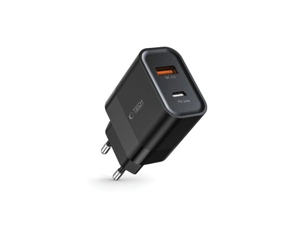 30W USB QC3.0 + USB-C PD Tech-Protect C30W Vegglader svart