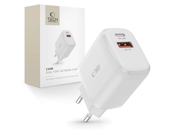 Tech-Protect lader 1x USB-A 1x USB-C 3 A (9589046924293)