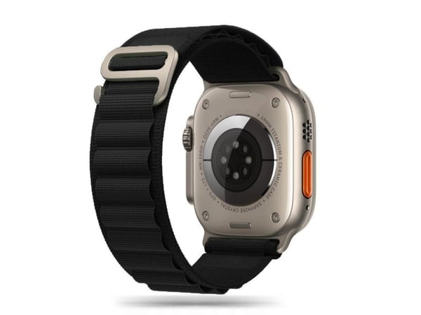 Apple Smart Watch 4/5/6/7/8/SE/ultra nylonstropp, svart, 42/44/45/49 mm