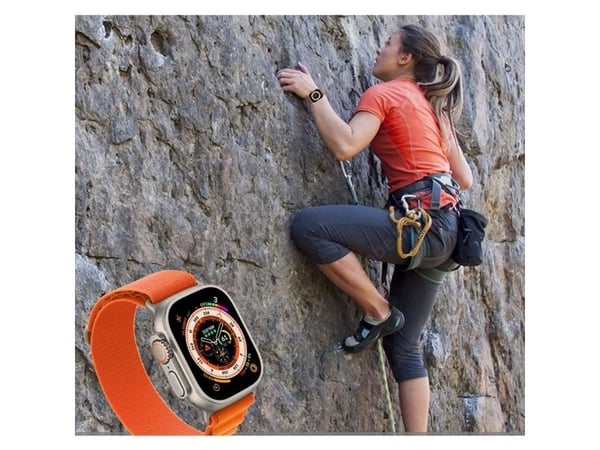 Apple Smart Watch 4/5/6/7/8/SE/ultra nylonstropp, svart, 42/44/45/49 mm