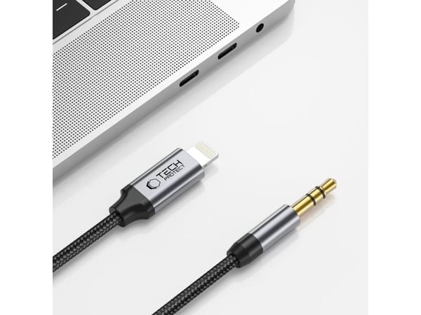 USB-kabel Tech-Protect Lightning - mini Jack 3,5 mm 1 m svart