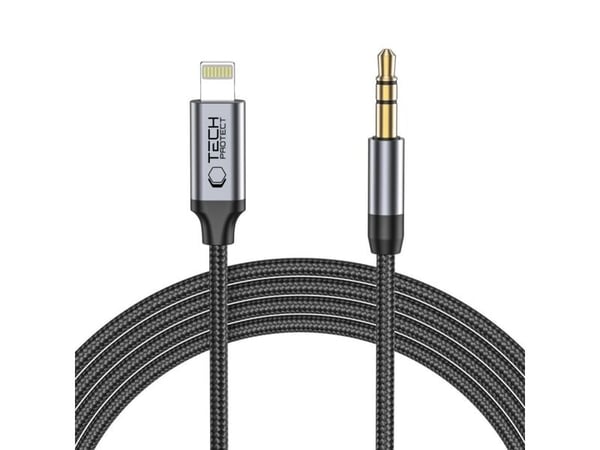 USB-kabel Tech-Protect Lightning - mini Jack 3,5 mm 1 m svart