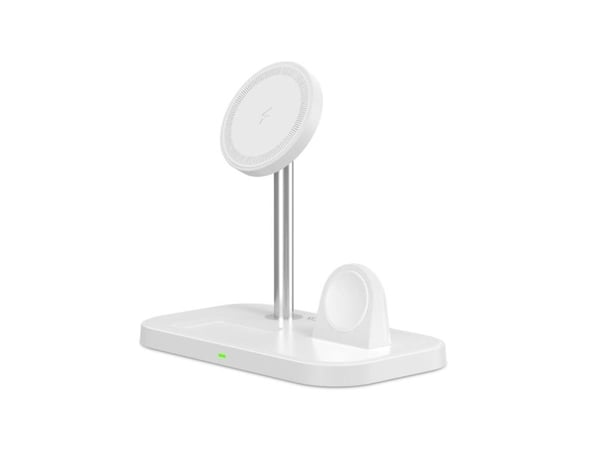 Tech-Protect QI15W-A22 MagSafe induktiv laddare med 3-i-1 MagSafe-stativ för smartphone / Apple Watch / AirPods - vit