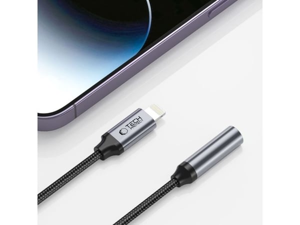 Tech-Protect Hodetelefonadapter / Lightning Adapter - 3,5 mm minijack Tech-Protect Ultraboost svart