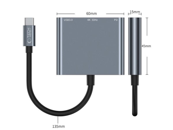 USB-hub Tech-Protect V1-HUB adapter 3-i-1 grå