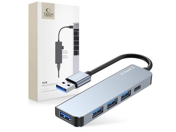 USB-hubb Tech-Protect V0-HUB adapter 5-i-1 grå