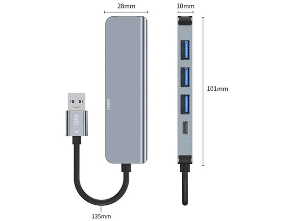 USB-hubb Tech-Protect V0-HUB adapter 5-i-1 grå