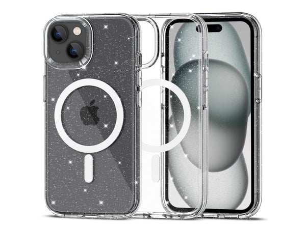 Tech-Protect FlexAir Hybrid MagSafe iPhone 15-skal - klar glitter