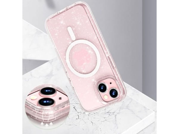 Tech-Protect FlexAir Hybrid MagSafe iPhone 15-skal - klar glitter