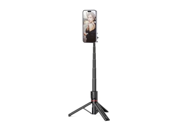 Selfiestick Tech-Protect L06S Bluetooth magnetisk med MagSafe, fjernkontroll, stativ opp til 82 cm og 360-hode - svart