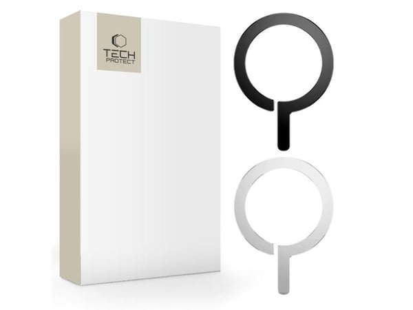 MagSafe Tech-Protect MetalRing universell magnetisk - svart/sølv (2 stk.)
