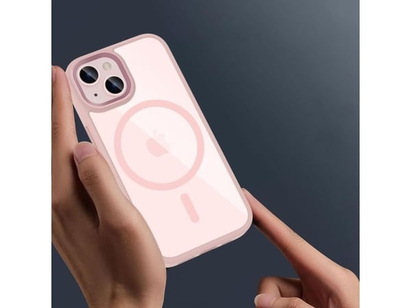 Tech-Protect MagMat MagSafe-etui for iPhone 15 - gjennomsiktig rosa