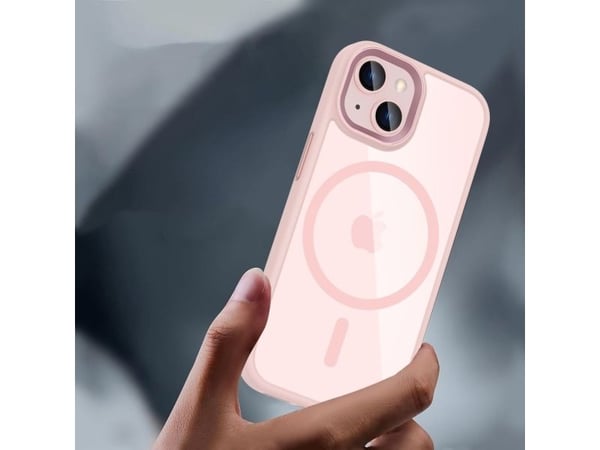 Tech-Protect MagMat MagSafe-etui for iPhone 15 - gjennomsiktig rosa