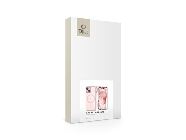 Tech-Protect MagMat MagSafe-etui for iPhone 15 - gjennomsiktig rosa