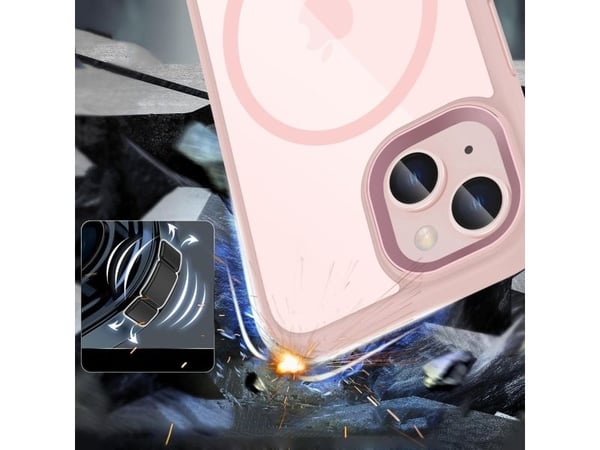 Tech-Protect MagMat MagSafe-etui for iPhone 15 - gjennomsiktig rosa