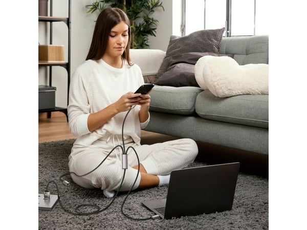 Kaapeli 3in1 3,5A 1m USB - USB-C + Lightning + Micro USB Tech-Protect UltraBoost harmaa
