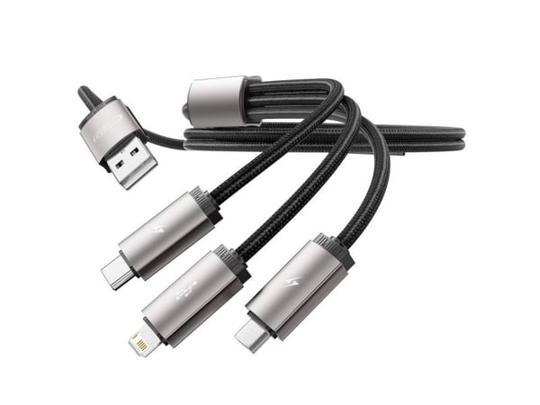 Kaapeli 3in1 3,5A 1m USB - USB-C + Lightning + Micro USB Tech-Protect UltraBoost harmaa
