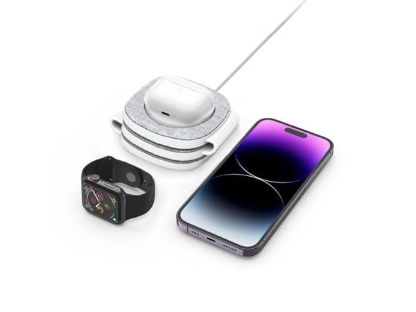 Tech-Protect QI15W-A32 3-i-1 induktiv laddare med MagSafe för smartphone / Apple Watch / AirPods - grå