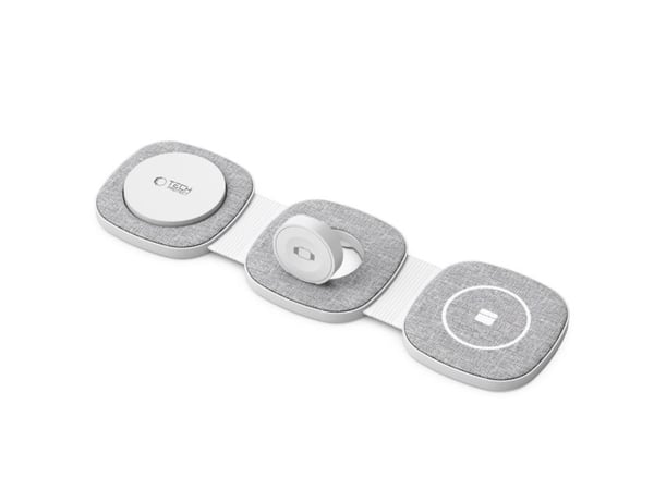 Tech-Protect langaton laturi QI15W-A32 3in1 magneettinen magneettinen langaton laturi harmaa + USB-C / USB-C kaapeli 120cm