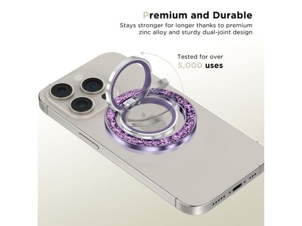 Tech-Protect MMR200 magnetisk holder / ring med MagSafe - lilla med krystaller