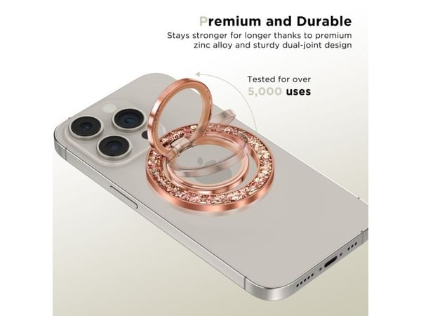 Tech-Protect MMR200 magnetisk holder / ring med MagSafe - rosa med krystaller