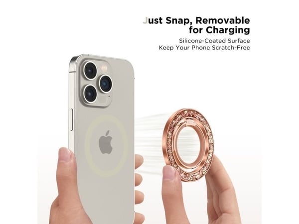 Tech-Protect MMR200 magnetisk holder / ring med MagSafe - rosa med krystaller
