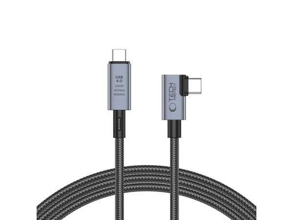 Tech-Protect UltraBoost Max L USB-C 4.0 (rett) / USB-C 4.0 (vinklet) PD 240W 8K 40Gbps 1,5 m kabel - grå