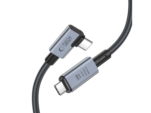 Tech-Protect UltraBoost Max L USB-C 4.0 (rett) / USB-C 4.0 (vinklet) PD 240W 8K 40Gbps 1,5 m kabel - grå