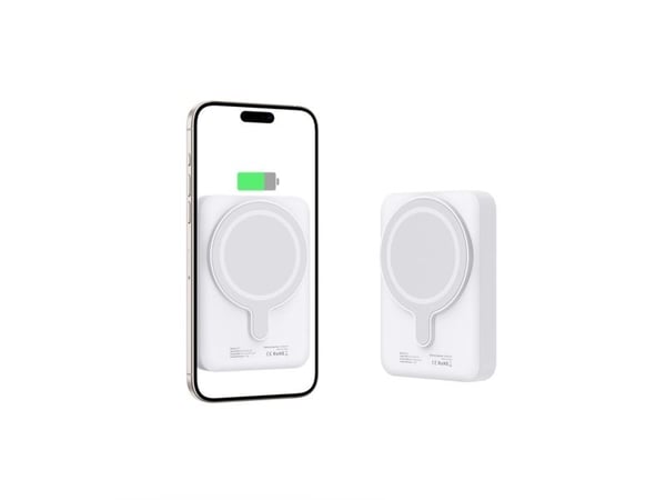 Powerbank Tech-Protect LifeMag PB11 med MagSafe 10000mAh 15W USB-C-port - hvit + USB-C-kabel