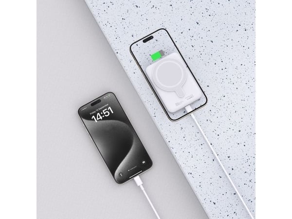 Powerbank Tech-Protect LifeMag PB11 med MagSafe 10000mAh 15W USB-C-port - hvit + USB-C-kabel
