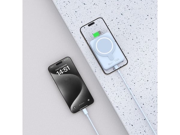 Powerbank Tech-Protect LifeMag PB11 med MagSafe 10000mAh 15W USB-C-port - blå + USB-C-kabel