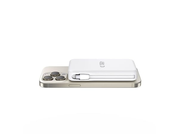 Powerbank Tech-Protect LifeMag PB31 med MagSafe 10000mAh 15W USB-C / USB-A / innebygde USB-C / Lightning-kabler - hvit