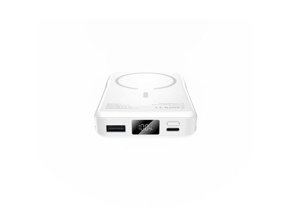 Powerbank Tech-Protect LifeMag PB31 med MagSafe 10000mAh 15W USB-C / USB-A / innebygde USB-C / Lightning-kabler - hvit