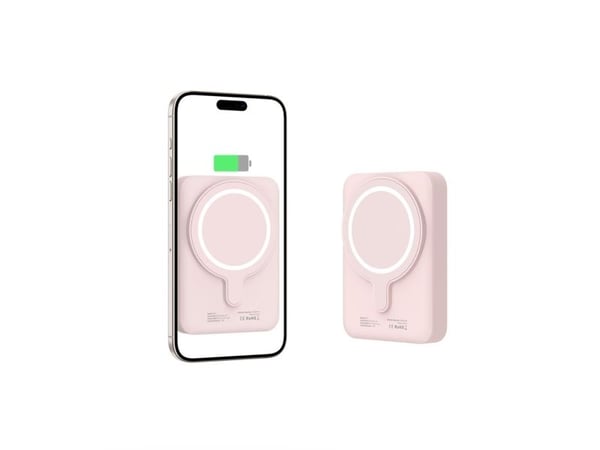 Powerbank Tech-Protect LifeMag PB11 med MagSafe 10000mAh 15W USB-C-port - rosa + USB-C-kabel