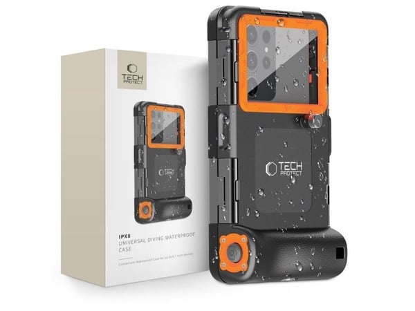 Tech-Protect vedenpitävä kotelo vedenpitävä IPX8 4.7-6.7" älypuhelimille - musta ja oranssi