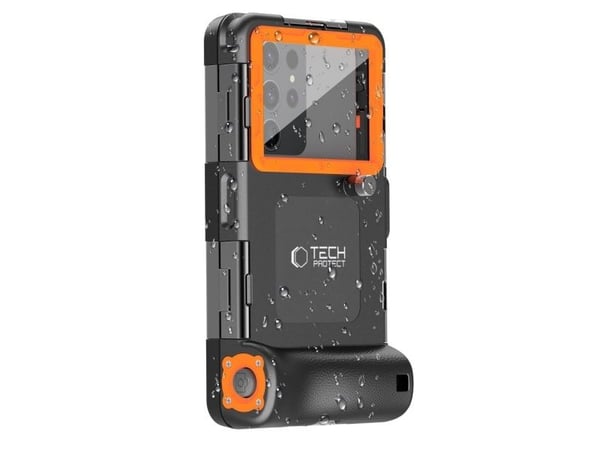 Tech-Protect vedenpitävä kotelo vedenpitävä IPX8 4.7-6.7" älypuhelimille - musta ja oranssi